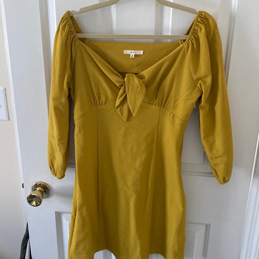 Long sleeve off the shoulder yellow dress